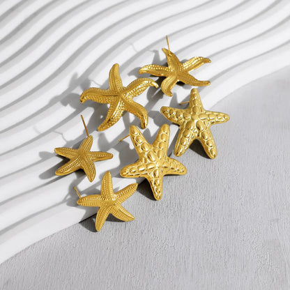 1 Pair French Style Simple Style Classic Style Starfish Polishing 304 Stainless Steel 18K Gold Plated Ear Studs