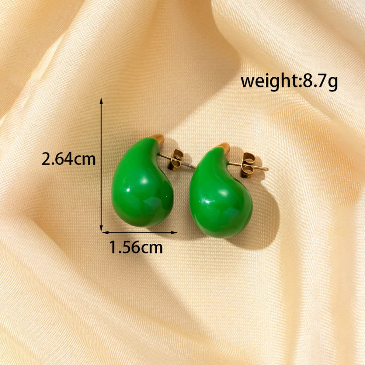 1 Pair French Style Simple Style Classic Style Water Droplets Plating Stainless Steel 18k Gold Plated Ear Studs