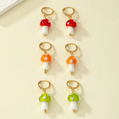 1 Pair French Style Simple Style Commute Mushroom Plating Arylic Drop Earrings