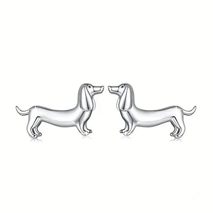 1 Pair French Style Simple Style Dog Alloy Silver Plated Ear Studs