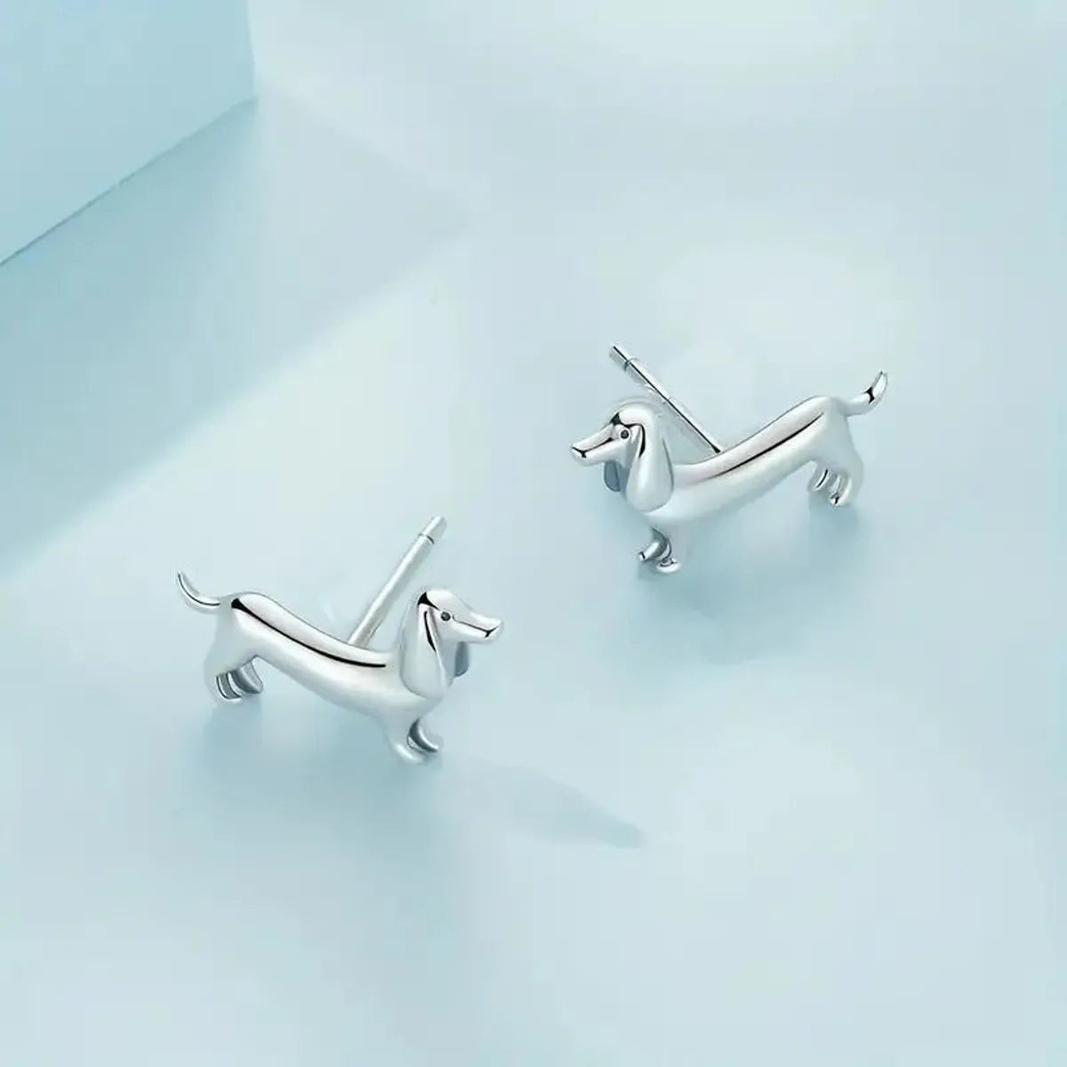 1 Pair French Style Simple Style Dog Alloy Silver Plated Ear Studs