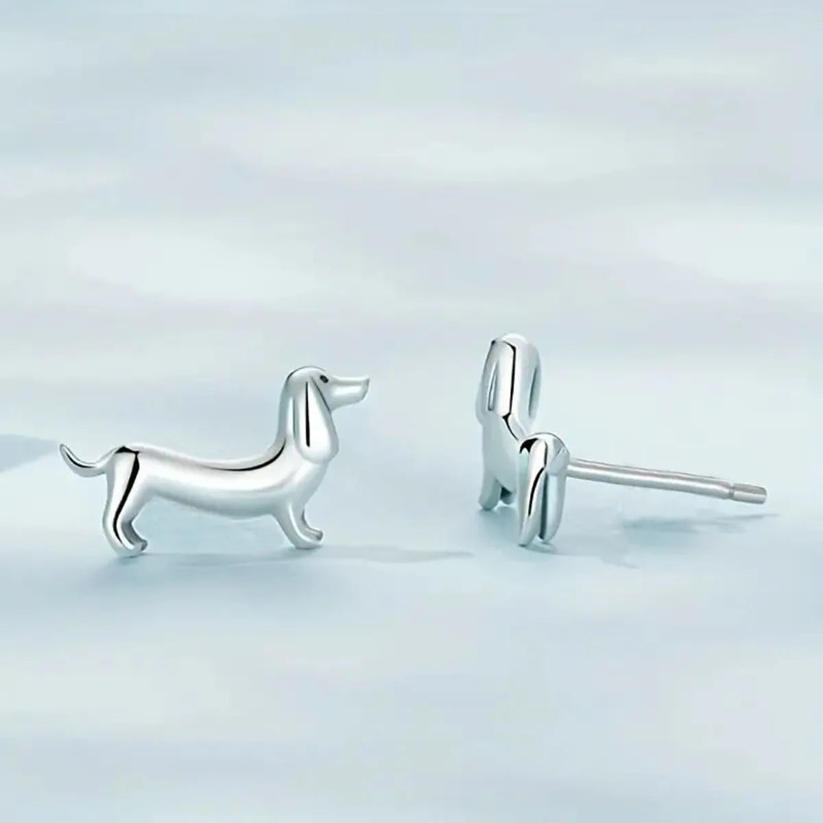 1 Pair French Style Simple Style Dog Alloy Silver Plated Ear Studs