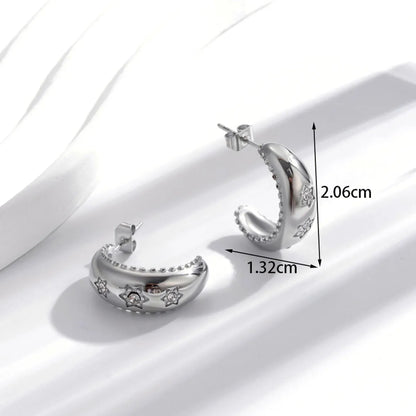 1 Pair French Style Simple Style Korean Style C Shape Plating Stainless Steel 18k Gold Plated Ear Studs