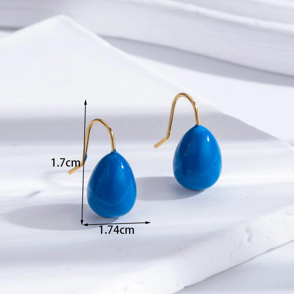 1 Pair French Style Simple Style Korean Style C Shape Water Droplets Plating Inlay Stainless Steel Zircon 18k Gold Plated Earrings