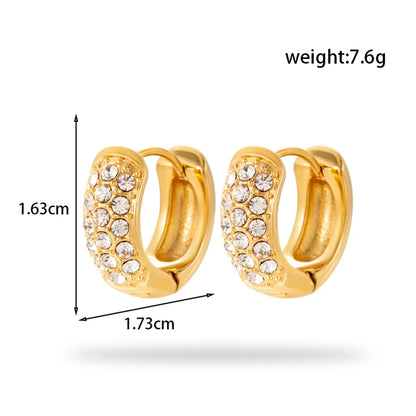 1 Pair French Style Simple Style Korean Style Geometric 304 Stainless Steel Zircon Hoop Earrings Drop Earrings