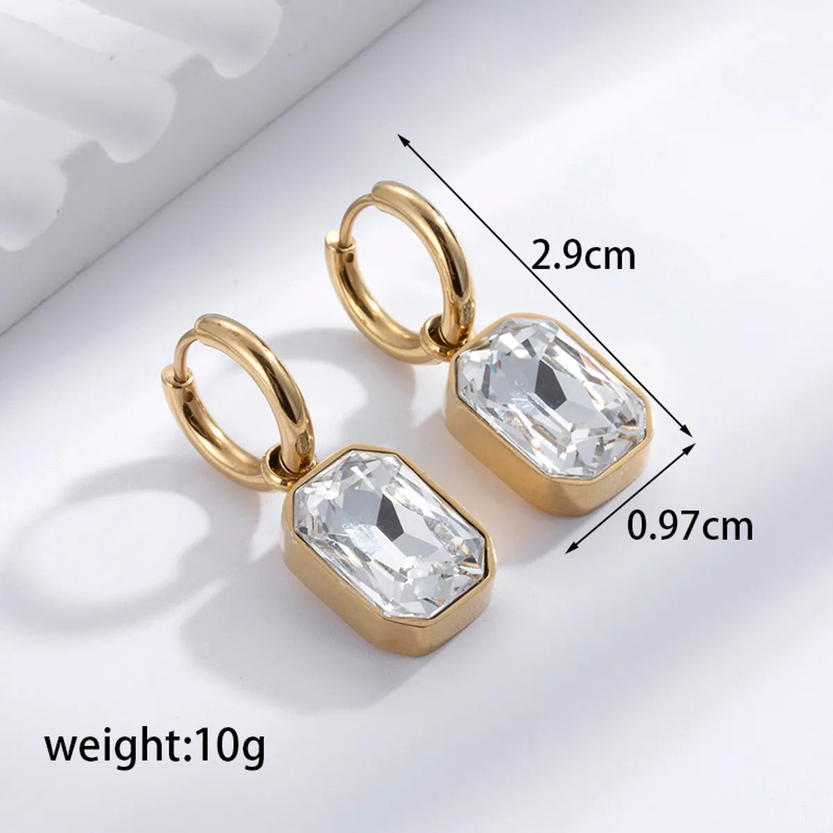 1 Pair French Style Simple Style Korean Style Geometric 304 Stainless Steel Zircon Hoop Earrings Drop Earrings