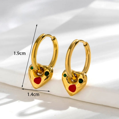 1 Pair French Style Simple Style Korean Style Heart Shape Butterfly Plating Inlay Stainless Steel Zircon 18k Gold Plated Drop Earrings