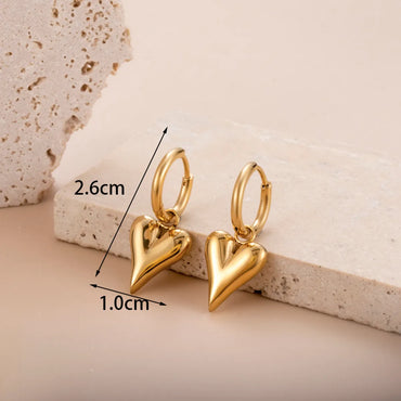 1 Pair French Style Simple Style Korean Style Heart Shape Butterfly Plating Inlay Stainless Steel Zircon 18k Gold Plated Drop Earrings