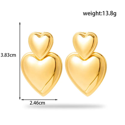 1 Pair French Style Simple Style Korean Style Heart Shape Plating 304 Stainless Steel Drop Earrings Ear Studs