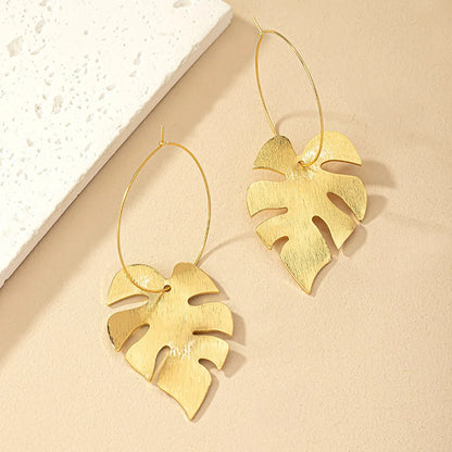 1 Pair French Style Simple Style Leaves Plating Alloy Drop Earrings