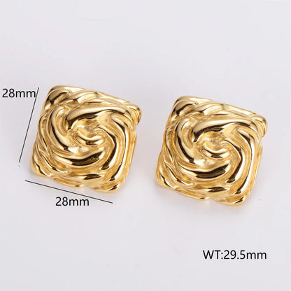 1 Pair French Style Simple Style Round Square Heart Shape 304 Stainless Steel No Inlaid 18K Gold Plated Ear Studs