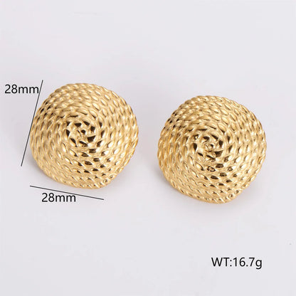 1 Pair French Style Simple Style Round Square Heart Shape 304 Stainless Steel No Inlaid 18K Gold Plated Ear Studs