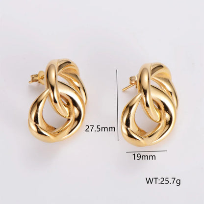 1 Pair French Style Simple Style Round Square Heart Shape 304 Stainless Steel No Inlaid 18K Gold Plated Ear Studs