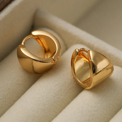 1 Pair French Style Simple Style Solid Color Plating Copper 18k Gold Plated Hoop Earrings