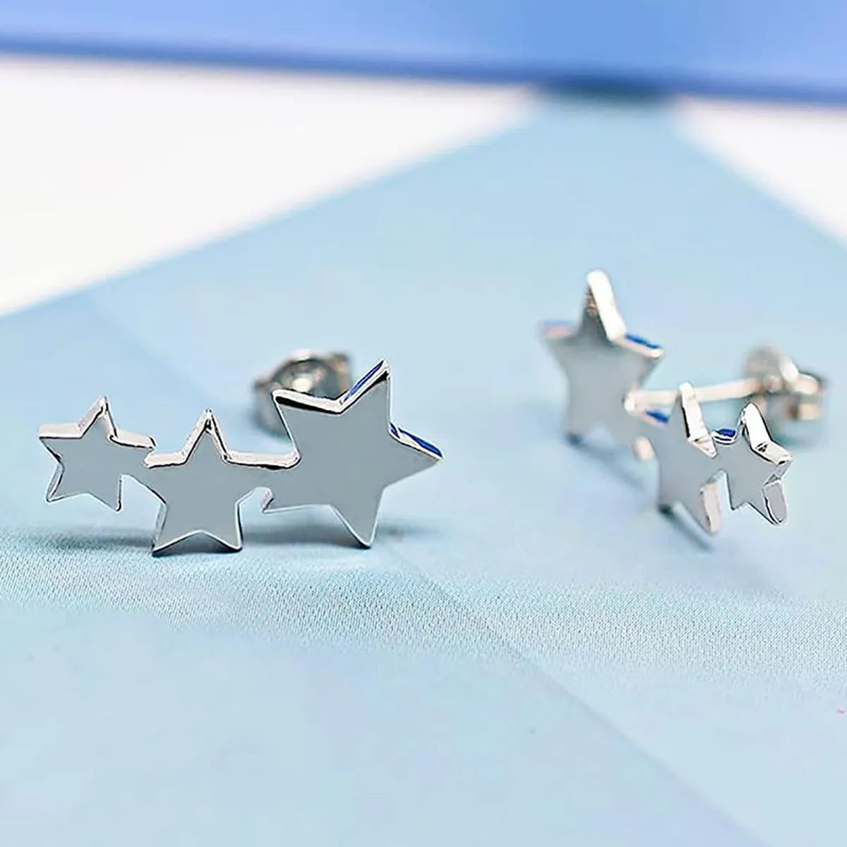 1 Pair French Style Simple Style Star Stainless Steel Ear Studs