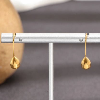 1 Pair French Style Simple Style Water Droplets Stainless Steel Plating 14k Gold Plated Earrings