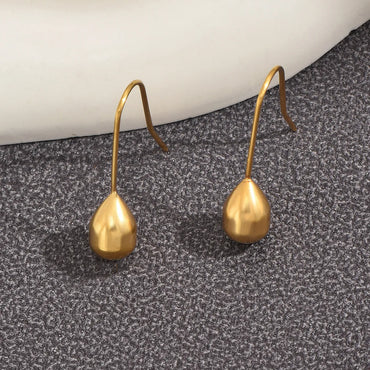 1 Pair French Style Simple Style Water Droplets Stainless Steel Plating 14k Gold Plated Earrings