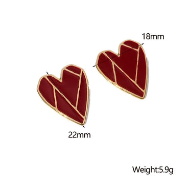 1 Pair French Style Sweet Heart Shape 304 Stainless Steel 18K Gold Plated Ear Studs