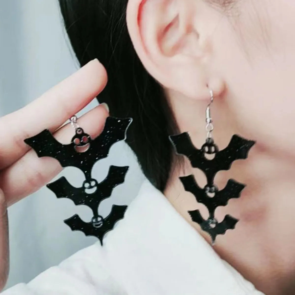 1 Pair Funny Animal Bat Stoving Varnish Arylic Alloy Drop Earrings