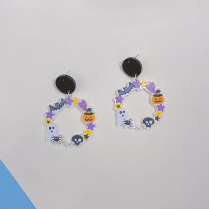 1 Pair Funny Animal Pumpkin Cartoon Character Arylic Drop Earrings