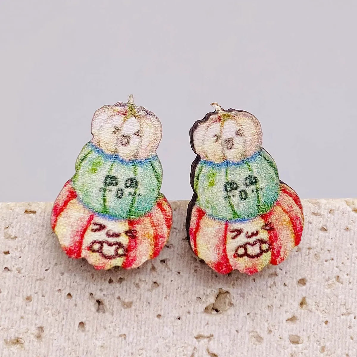 1 Pair Funny Cartoon Character Wood Ear Studs