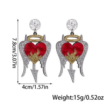 1 Pair Funny Classic Style Heart Shape Arylic Drop Earrings