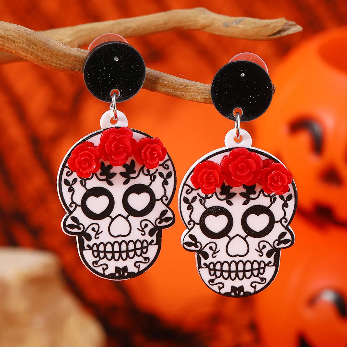 1 Pair Funny Classic Style Skull Arylic Drop Earrings