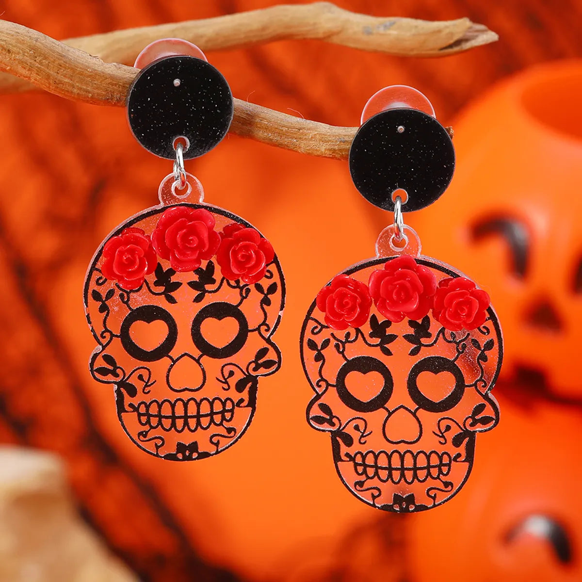 1 Pair Funny Classic Style Skull Arylic Drop Earrings