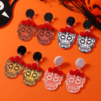 1 Pair Funny Classic Style Skull Arylic Drop Earrings