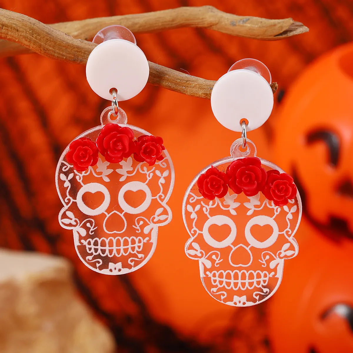 1 Pair Funny Classic Style Skull Arylic Drop Earrings