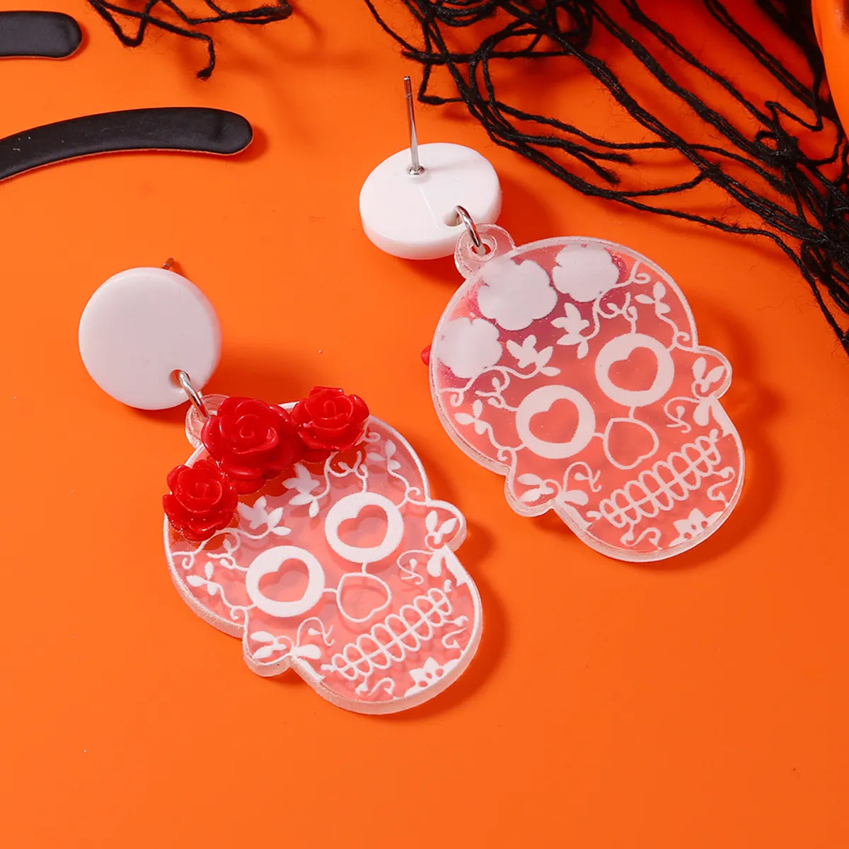 1 Pair Funny Classic Style Skull Arylic Drop Earrings