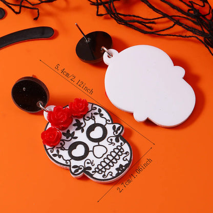 1 Pair Funny Classic Style Skull Arylic Drop Earrings