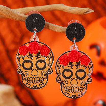 1 Pair Funny Classic Style Skull Arylic Drop Earrings