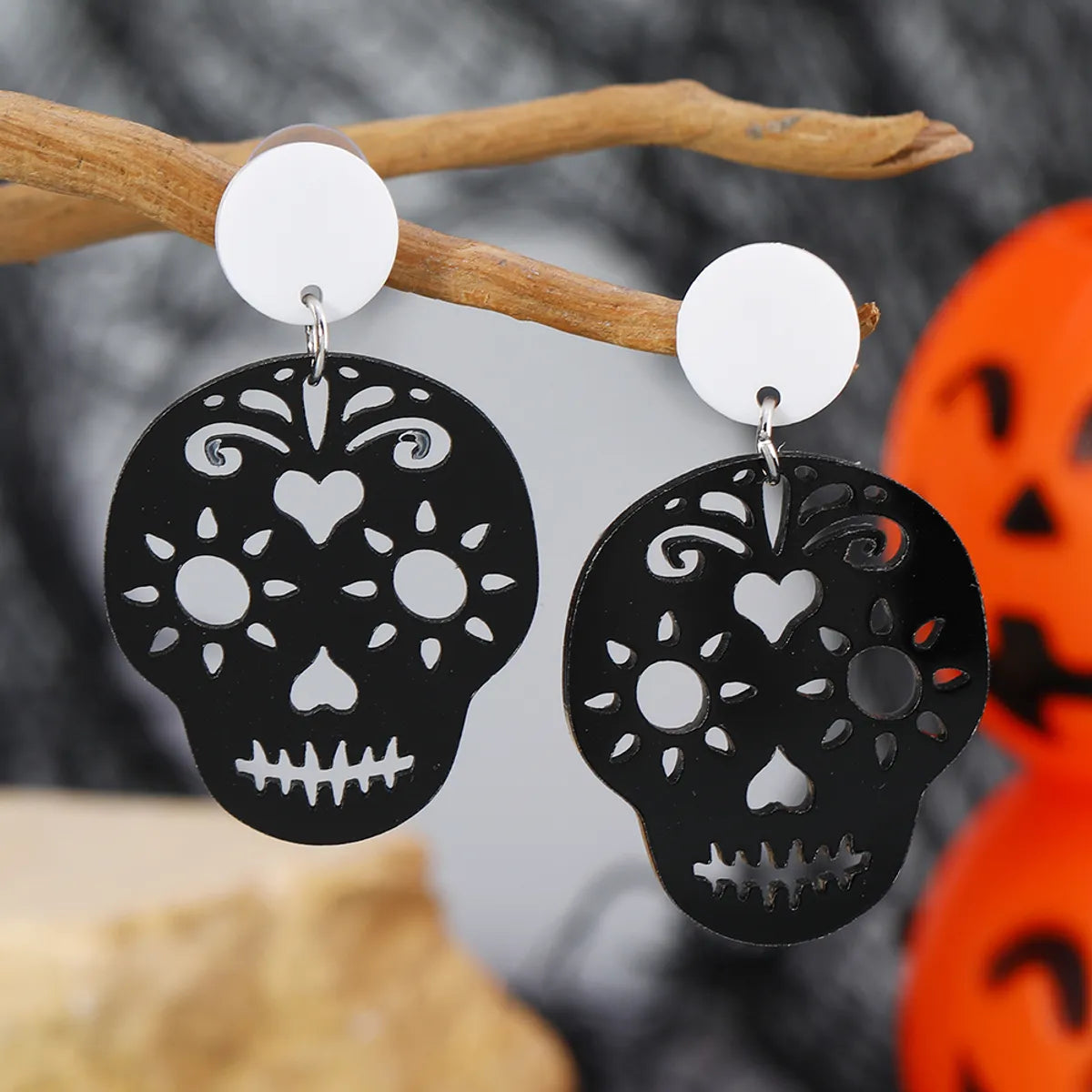 1 Pair Funny Classic Style Skull Arylic Drop Earrings