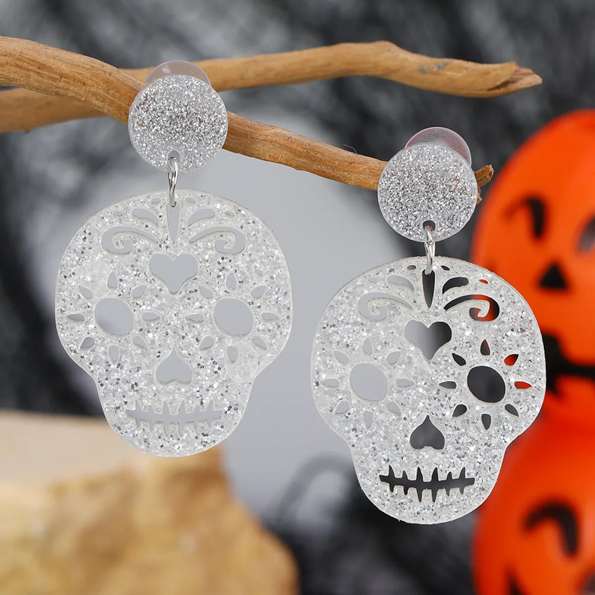 1 Pair Funny Classic Style Skull Arylic Drop Earrings