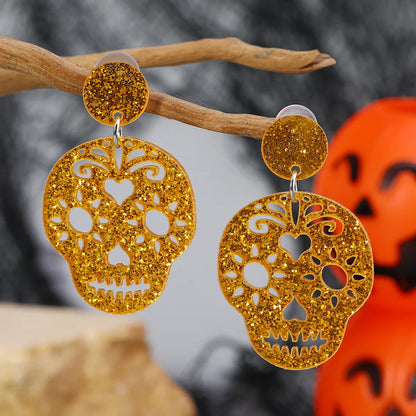 1 Pair Funny Classic Style Skull Arylic Drop Earrings