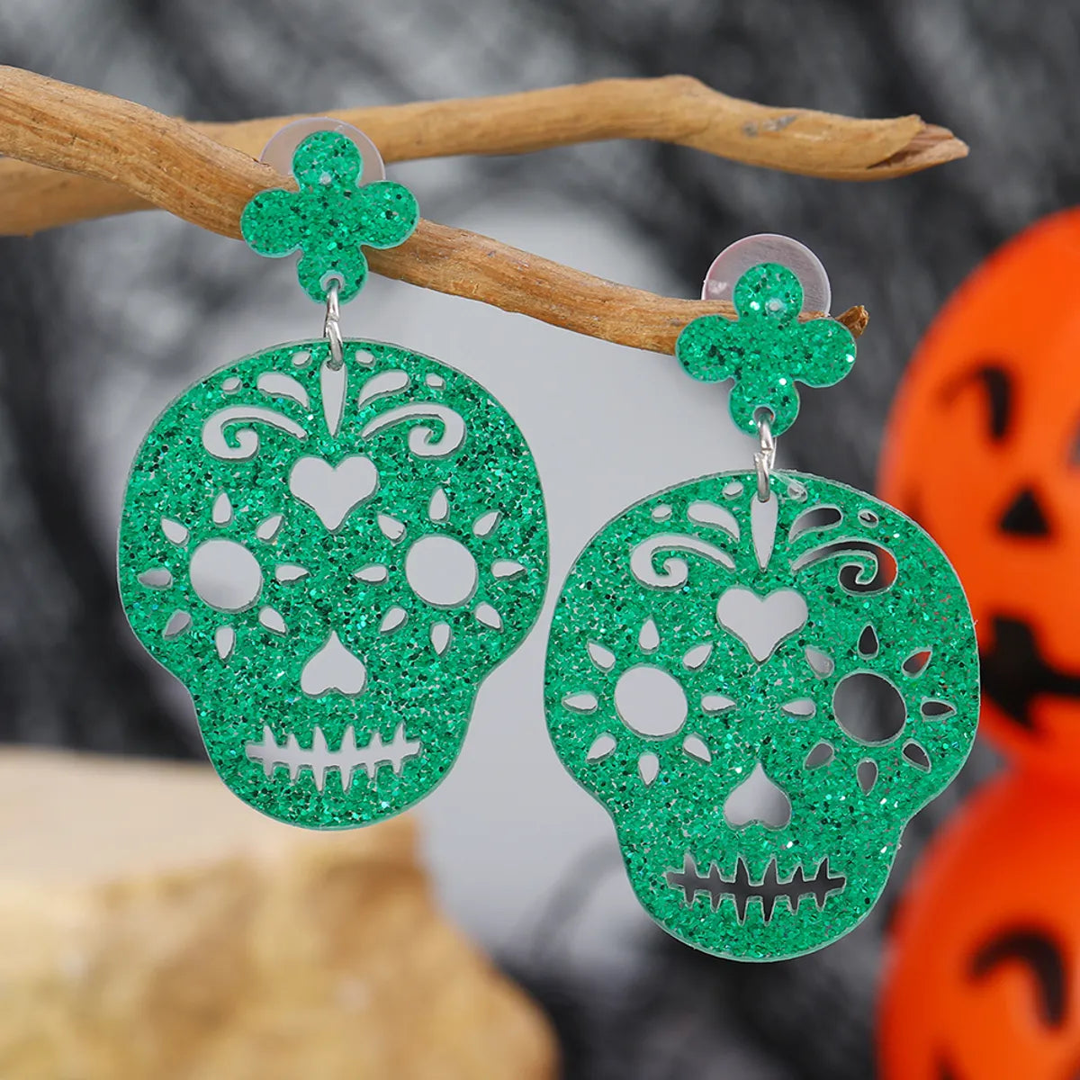 1 Pair Funny Classic Style Skull Arylic Drop Earrings