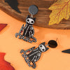 1 Pair Funny Commute Cat Skull Arylic Drop Earrings