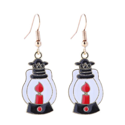 1 Pair Funny Cool Style Pumpkin Skull Ghost Enamel Alloy Drop Earrings