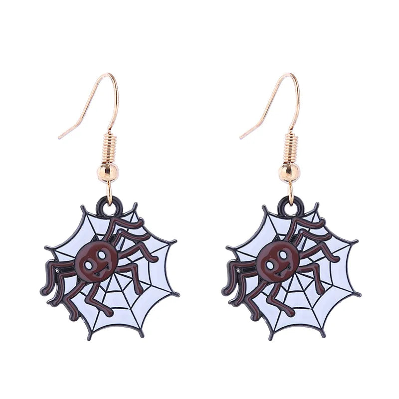 1 Pair Funny Cool Style Pumpkin Skull Ghost Enamel Alloy Drop Earrings