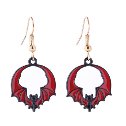 1 Pair Funny Cool Style Pumpkin Skull Ghost Enamel Alloy Drop Earrings