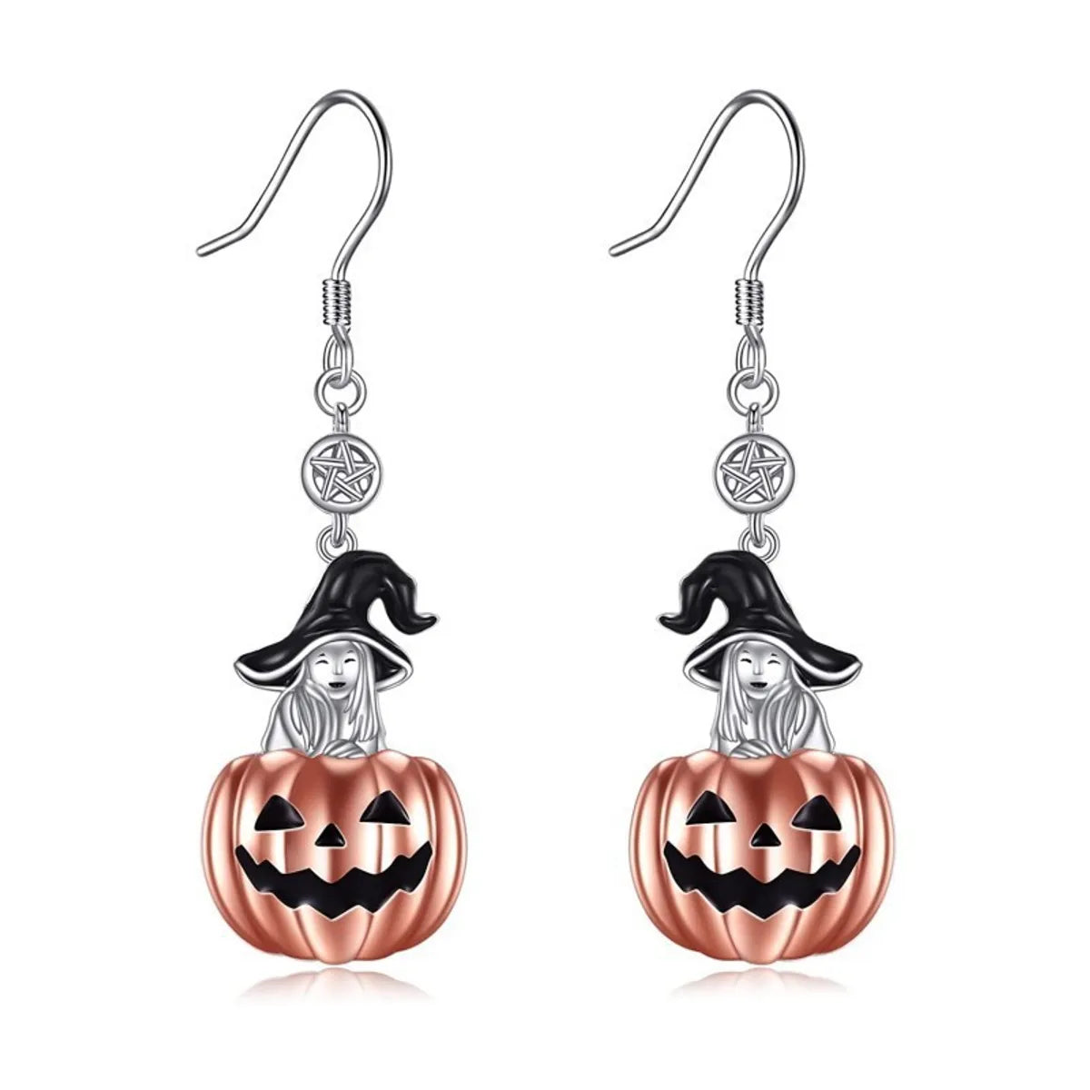 1 Pair Funny Cool Style Pumpkin Spider Bat Inlay Alloy Resin Drop Earrings