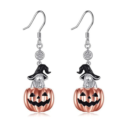 1 Pair Funny Cool Style Pumpkin Spider Bat Inlay Alloy Resin Drop Earrings