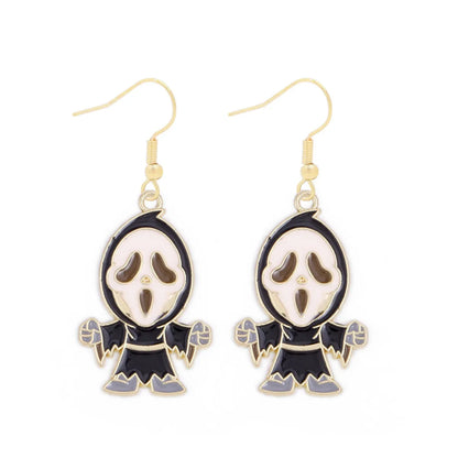 1 Pair Funny Cool Style Pumpkin Spider Web Ghost Enamel Zinc Alloy Drop Earrings