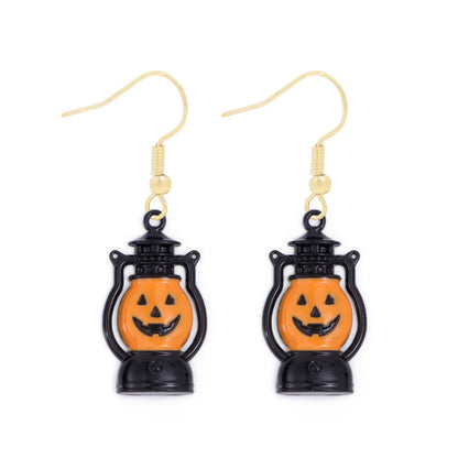 1 Pair Funny Cool Style Pumpkin Spider Web Ghost Enamel Zinc Alloy Drop Earrings