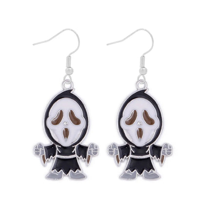 1 Pair Funny Cool Style Pumpkin Spider Web Ghost Enamel Zinc Alloy Drop Earrings