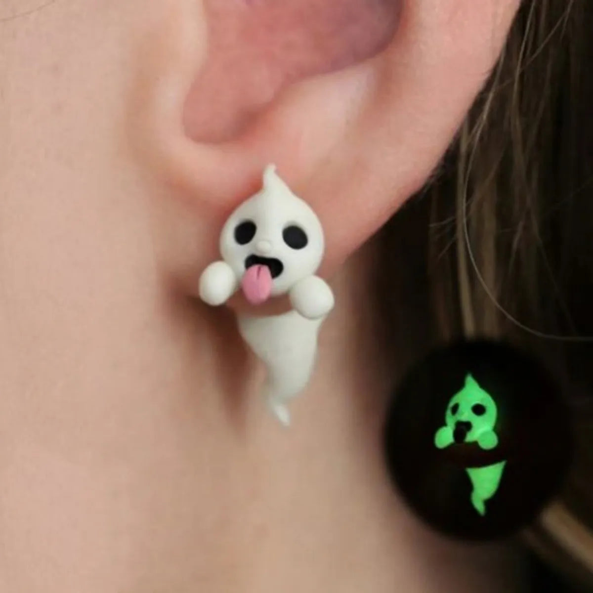 1 Pair Funny Ghost Luminous Alloy Ear Studs