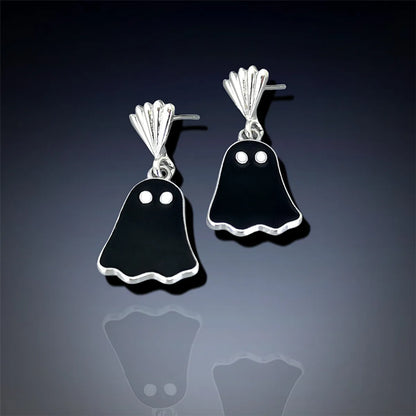 1 Pair Funny Ghost Plating Metal Silver Plated Ear Studs