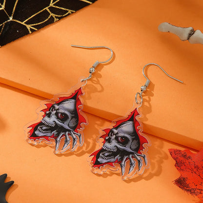 1 Pair Funny Halloween Pattern Arylic Drop Earrings