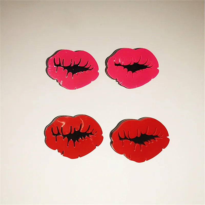 1 Pair Funny Lips Arylic Ear Studs